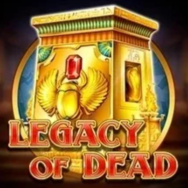 Legacy of Dead: Grafika z motywem starożytnego Egiptu, pokazująca złotą ścianę z hieroglifami i posągiem.